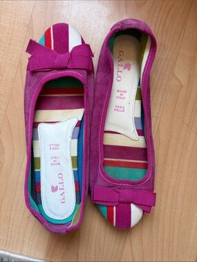 Gallo - (Sz 38 .. 7.5) Italian Women's Pink Suede Striped Flats